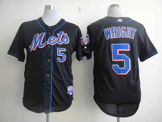 Men New York Mets #5 Wright Black MLB Jerseys
